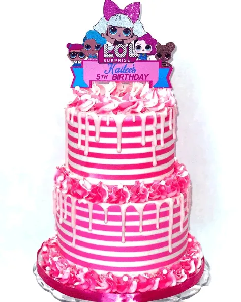 11. Lol Surprise Birthday Cake With Lines — photo inspiration
