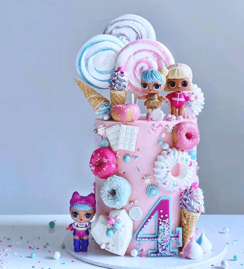 2. Candy Decorations Molded Lol Surprise Birthday Cake — photo inspiration