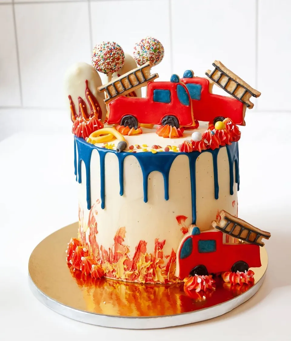 13- Make your son’s dream come true with the fireman theme cake! — photo inspiration