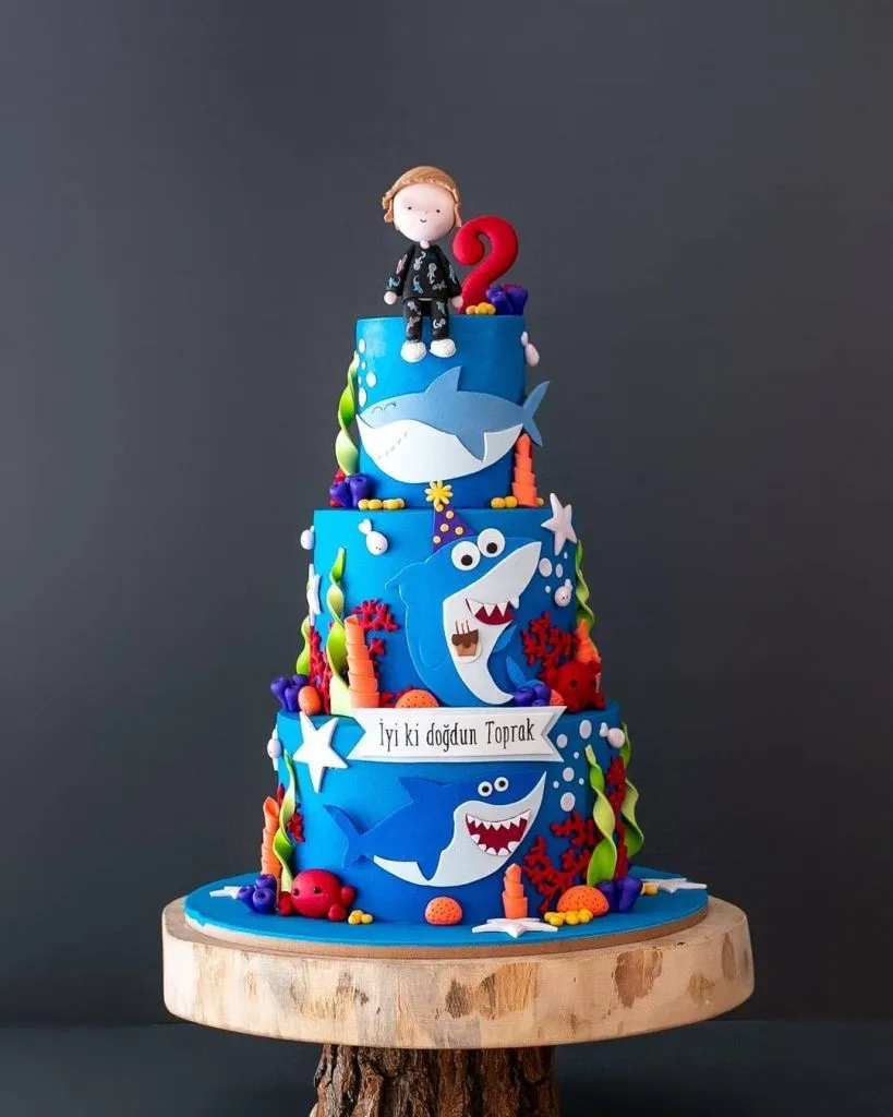 6. Baby Shark Birthday Cake Decorated with Png — photo inspiration