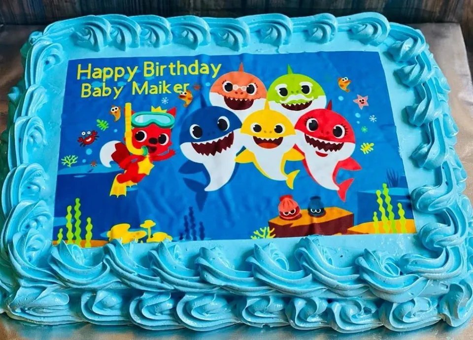 5. Three-tier Baby Shark Birthday Cakes Theme — photo inspiration
