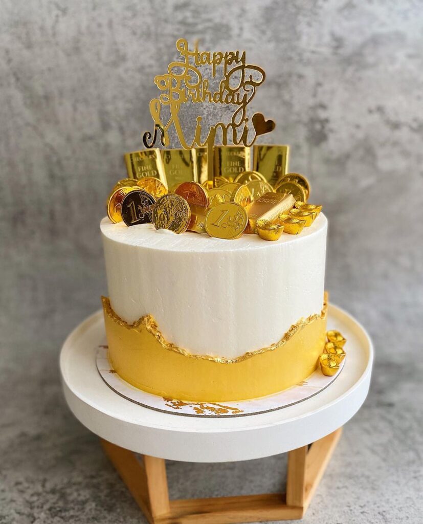 golden birthday cake