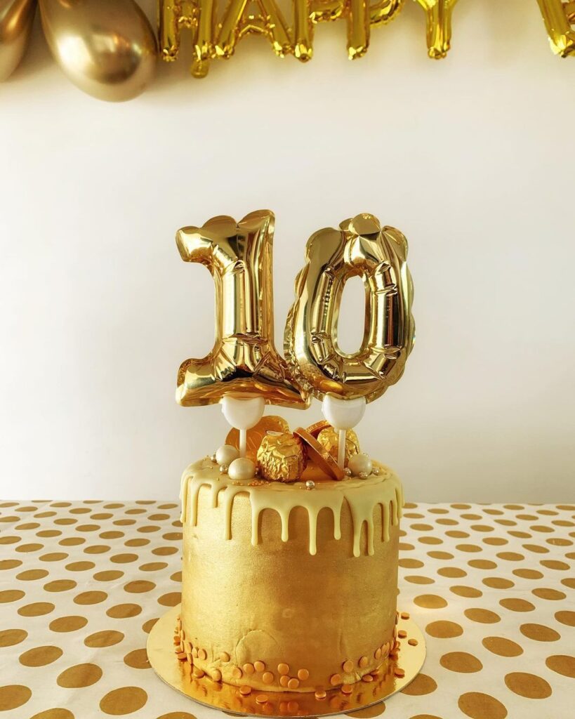 golden birthday cake