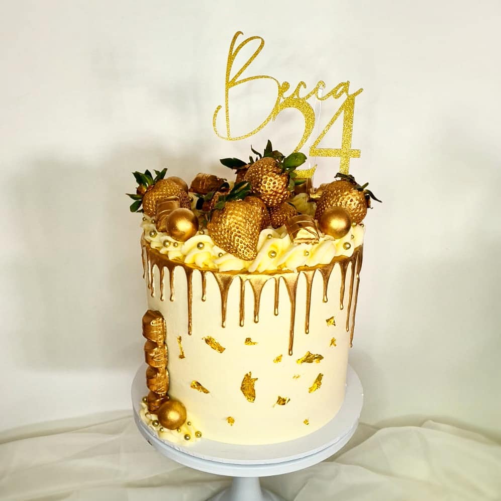 golden birthday cake