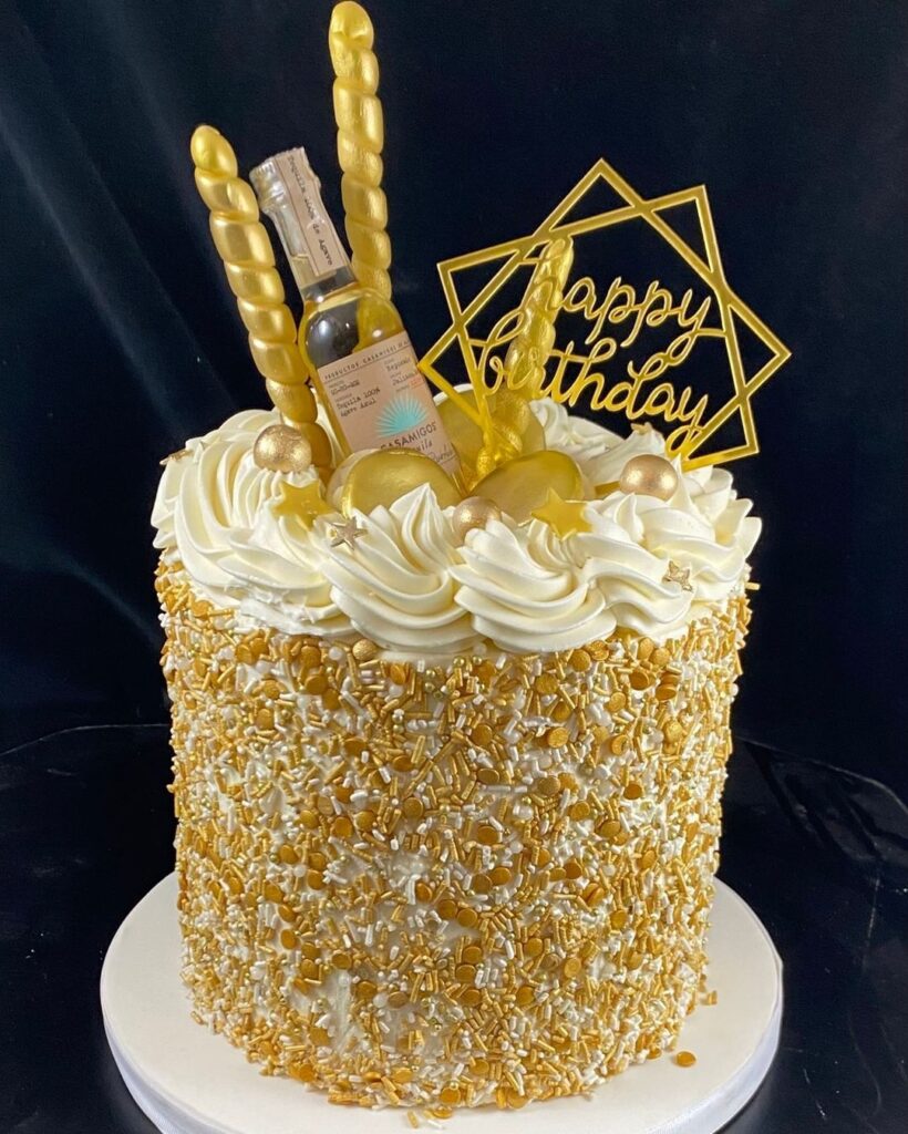 golden birthday cake