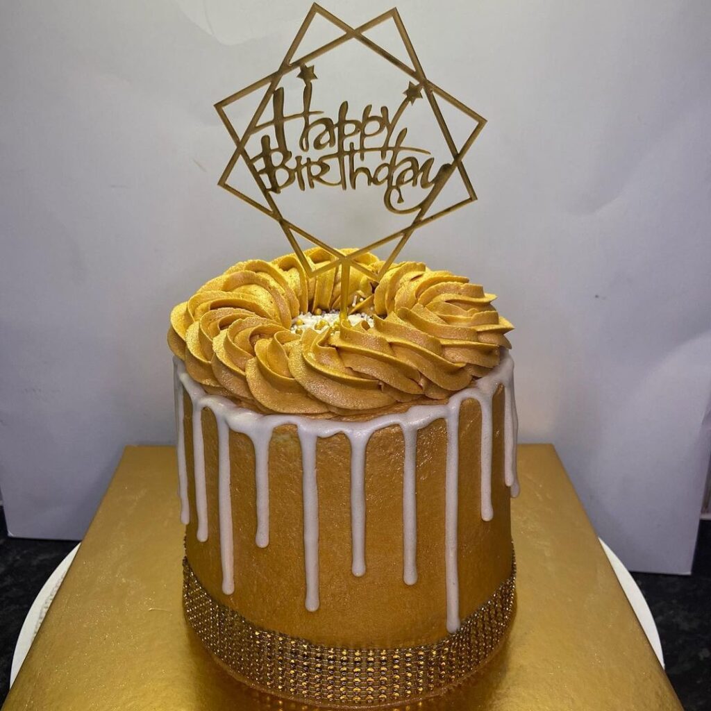 golden birthday cake