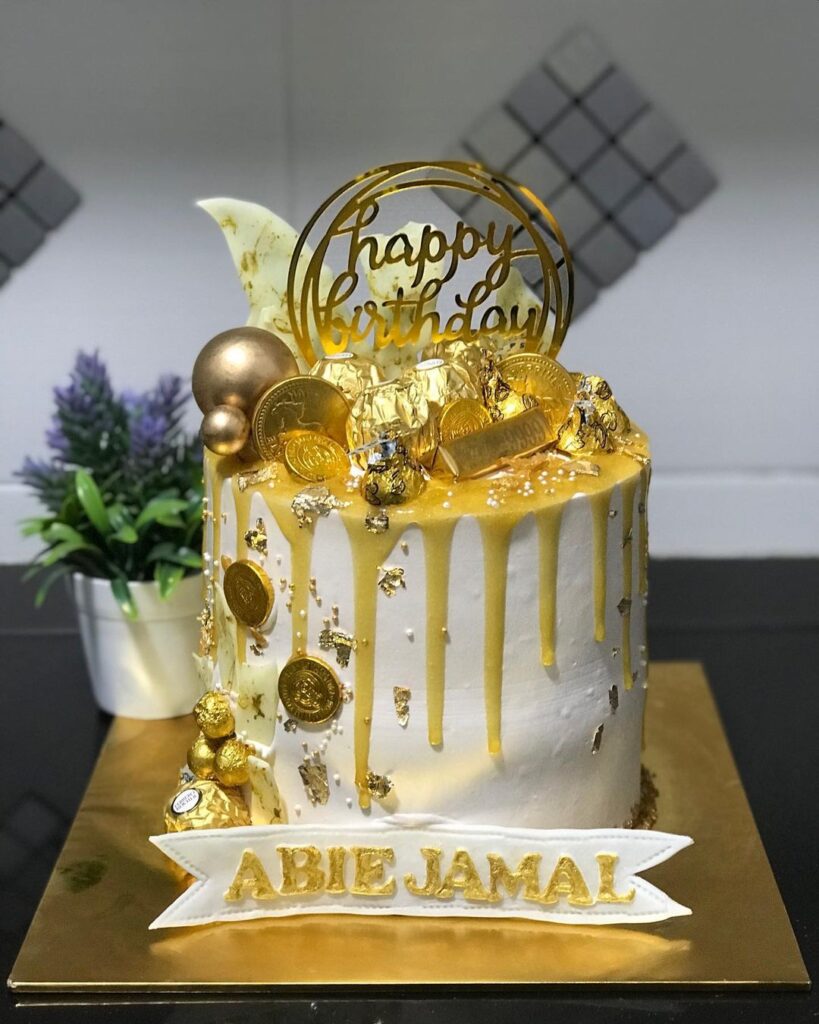 golden birthday cake