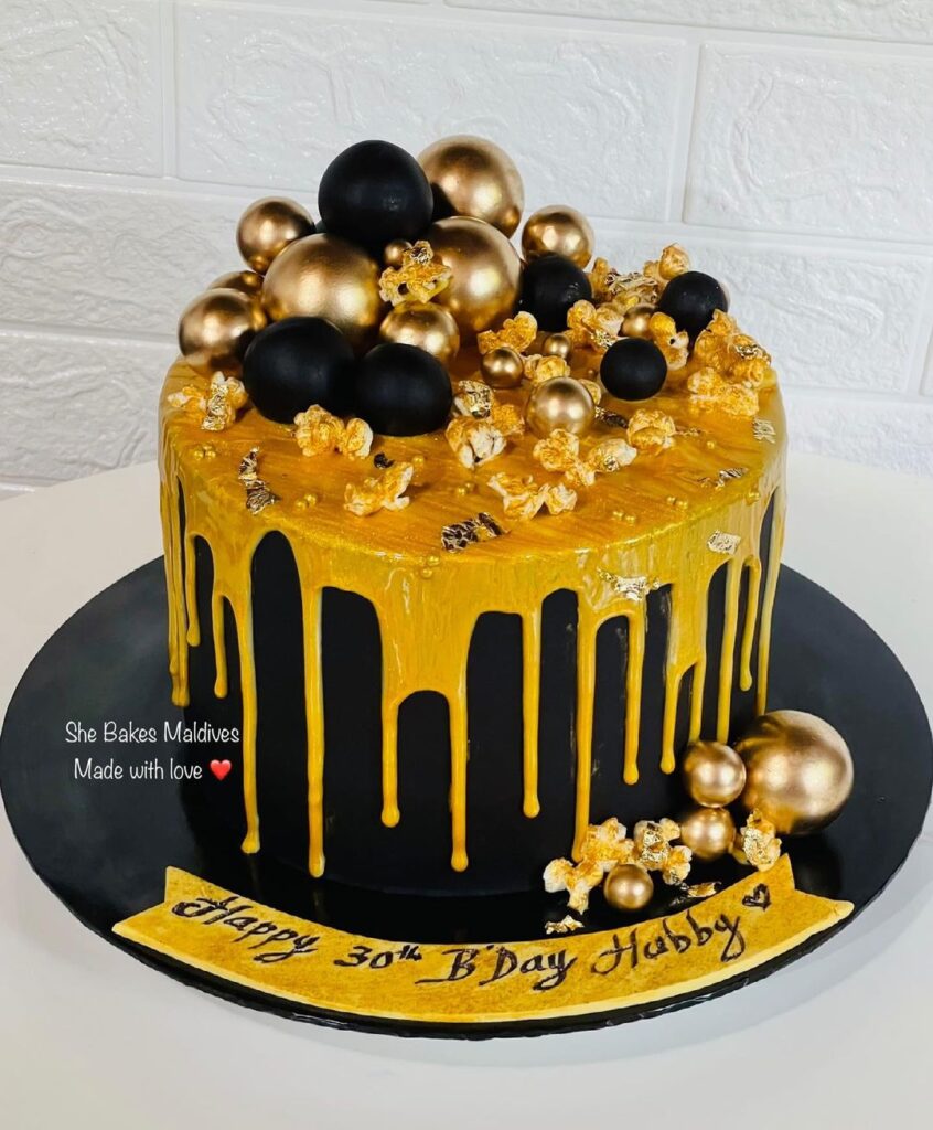 golden birthday cake