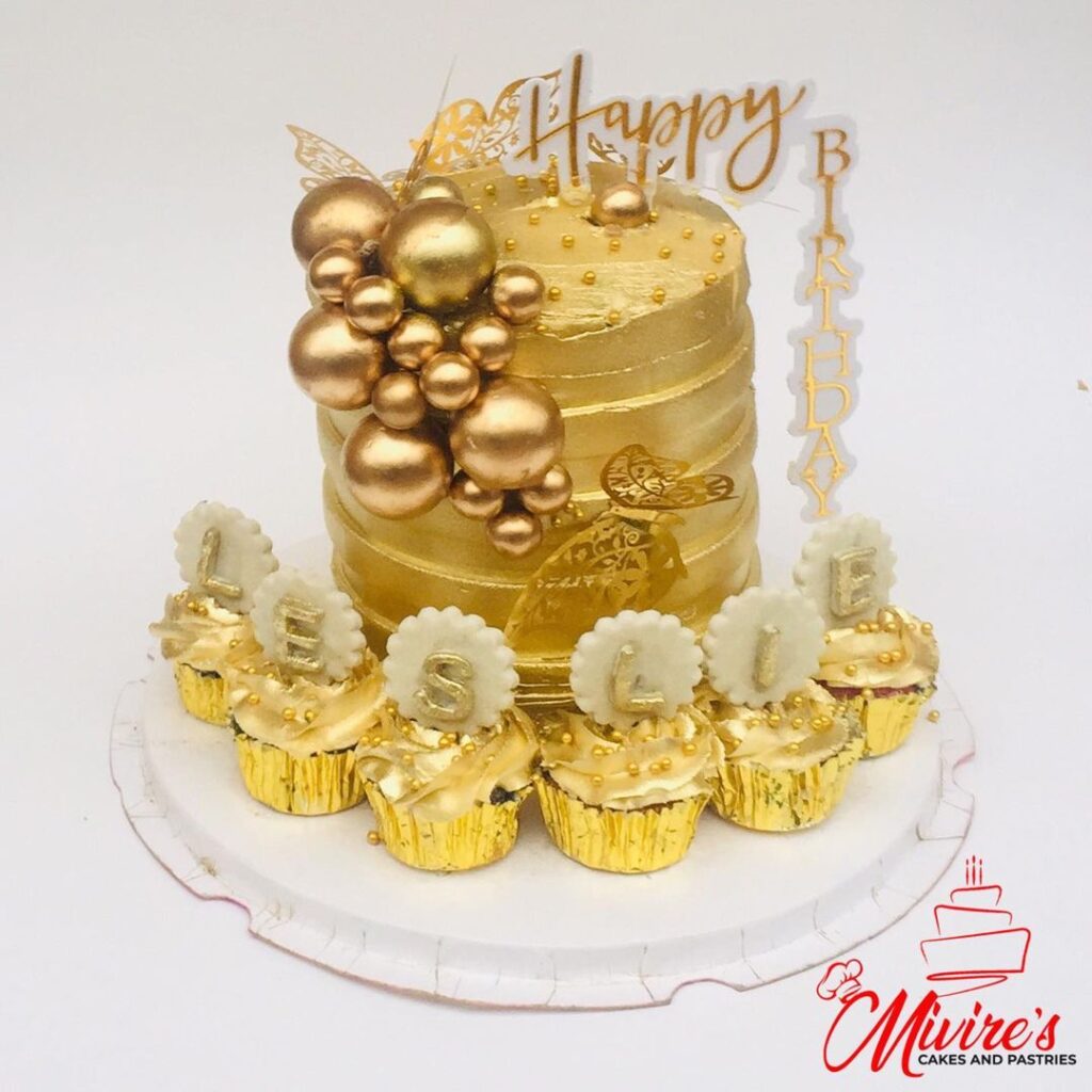 golden birthday cake