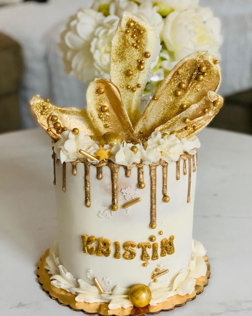 golden birthday cake