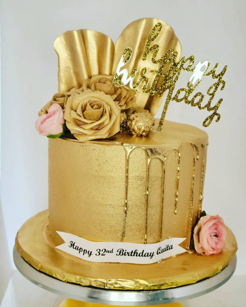golden birthday cake