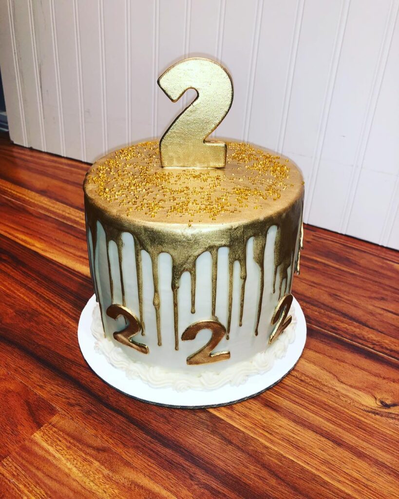 golden birthday cake